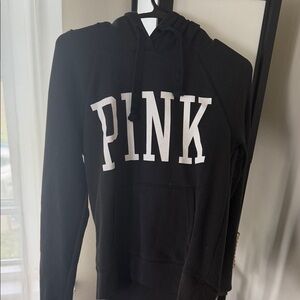 PINK Victoria's Secret Black Hoodie with White Logo